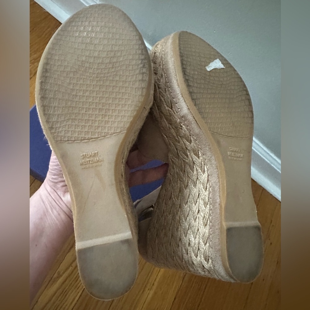 Stuart Weitzman SOHO JUTE , tan  Espadrille Wedge Sandals , size 8 - Picture 4 of 7